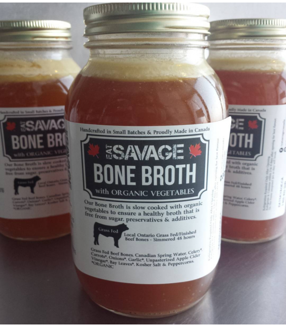 1 litre Bone Broth - Grass Fed Beef Bones & Organic Veggies