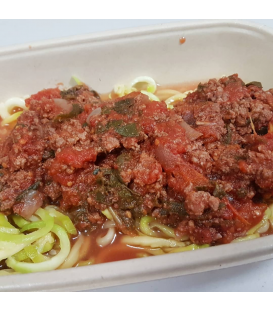 Zucchini w/ Grass Fed Beef Spinach & Tomato Sauce